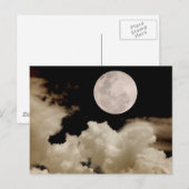 VOLLEDIGE MOON CLOUDS SEPIA BRIEFKAART (Voorkant / Achterkant)