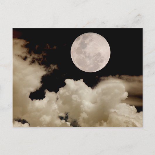 VOLLEDIGE MOON CLOUDS SEPIA BRIEFKAART (Voorkant)