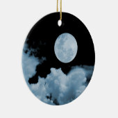VOLLEDIGE MOON & CLOUDS ZWART EN BLAUW KERAMISCH ORNAMENT (Rechts)