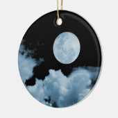 VOLLEDIGE MOON & CLOUDS ZWART EN BLAUW KERAMISCH ORNAMENT (Links)