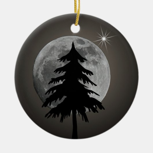 VOLLEDIGE MOON EN BOOM KERAMISCH ORNAMENT (Voorkant)