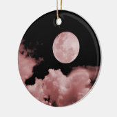VOLLEDIGE MOON EN CLOUDS ZWART EN ROOD KERAMISCH ORNAMENT (Links)