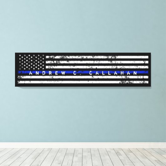 Volledige naam Extra Lange Dunne Blauwe Lijn Polit Canvas Afdruk (Insitu (Houten vloer))