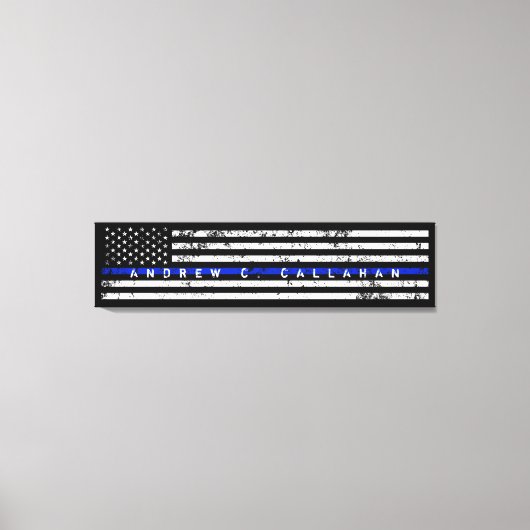 Volledige naam Extra Lange Dunne Blauwe Lijn Polit Canvas Afdruk (Voorkant)