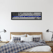 Volledige naam Extra Lange Dunne Blauwe Lijn Polit Canvas Afdruk (Insitu (Slaapkamer))