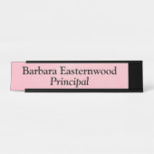 Volledige naam Principal in Waterverf Roze Blush Bureau Naambordje (Voorkant)