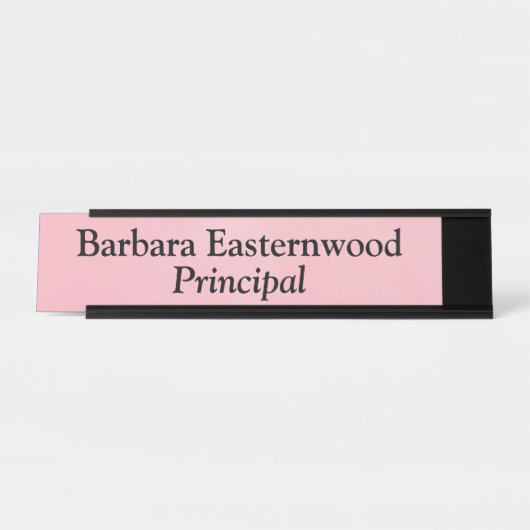Volledige naam Principal in Waterverf Roze Blush Bureau Naambordje (Voorkant)