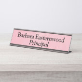 Volledige naam Principal in Waterverf Roze Blush Bureau Naambordje (Voorkant)