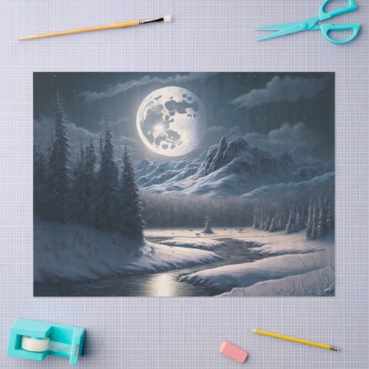 Volledige ontkoppeling van sneeuwlandschap tissuepapier (Craft)