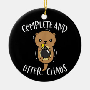 Volledige Otter Chaos Grappige Schattige Zee Otter Keramisch Ornament