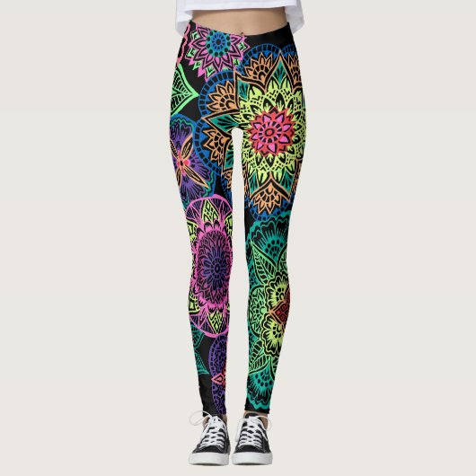 Volledige pagina Neon Mandalas Leggings (Voorkant)