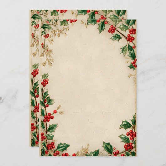Volledige rand met hulstguirlande kaart (Voorkant / Achterkant)
