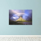 Volledige regenboog en stormachtige lucht boven Gr Canvas Afdruk (Insitu (Houten vloer))