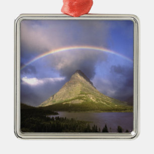Volledige regenboog en stormachtige lucht boven Gr Metalen Ornament