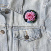 Volledige roze roos ronde button 5,7 cm (In situ)