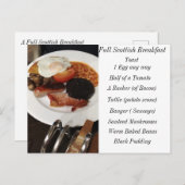 Volledige Schotse ontbijt Briefkaart (Voorkant / Achterkant)