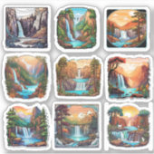 Volledige Set van 9 Vierkante Natuur Sticker (Voorkant)