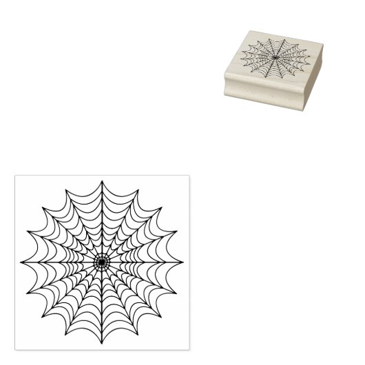 Volledige Spider Web Halloween Outline Rubberstempel (Gestempeld)