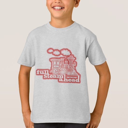" volledige stoom vooruit " loco train roomrood ki t-shirt (Voorkant)