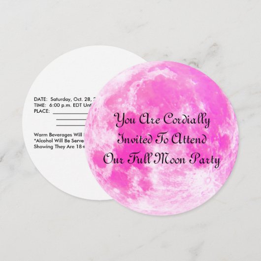 Volledige uitnodiging voor een Moon Party (Voorkant / Achterkant)