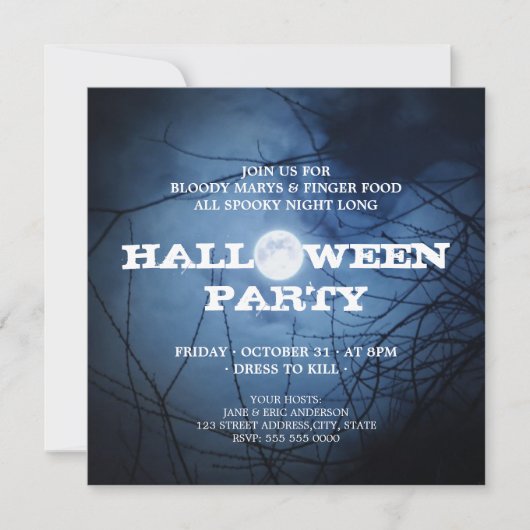 Volledige uitnodiging voor Moon Halloween Party (Voorkant)