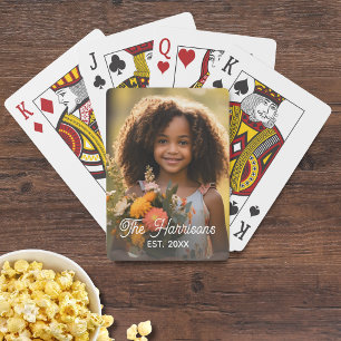 Volledige verticale foto, familienaam, jaar opgeri pokerkaarten