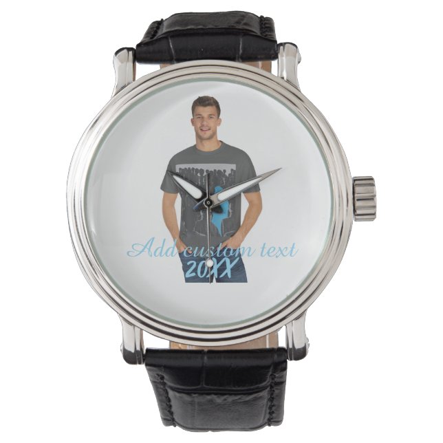 Volledige Verticale Foto - Script Aangepaste Tekst Horloge (Voorkant)