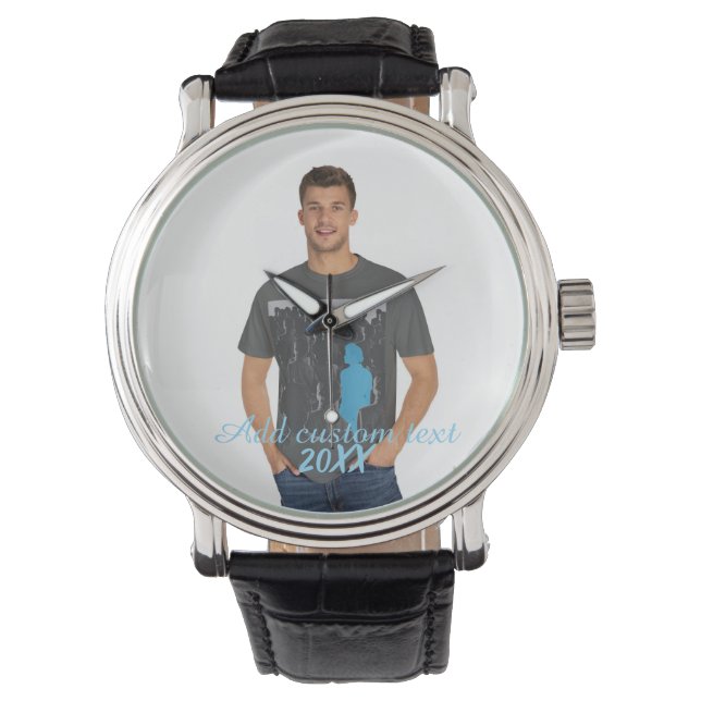 Volledige verticale foto - script aangepaste tekst horloge (Voorkant)