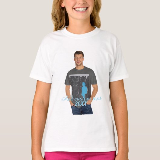 Volledige verticale foto - script aangepaste tekst t-shirt (Voorkant)