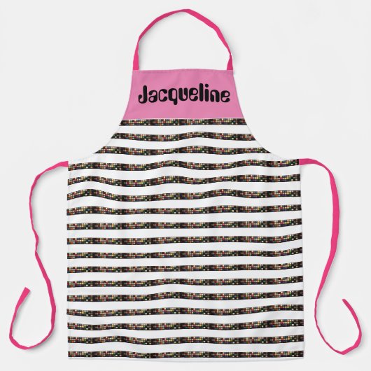 Volledige Vrouwen Kleurrijke Speelse Naaiende Draa Schort (Voorkant)