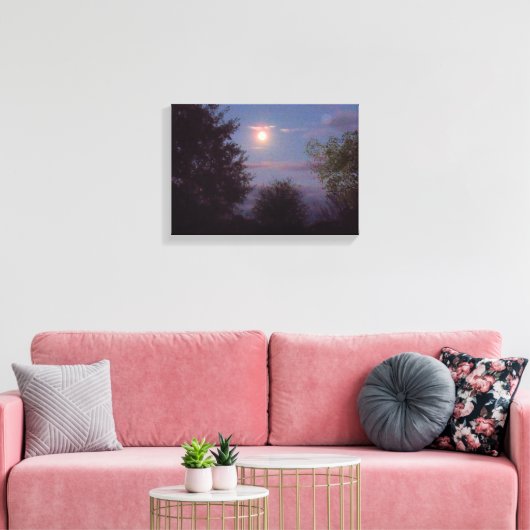 volledige Wolf Moon stijgend Canvas Afdruk (Insitu (Woonkamer))
