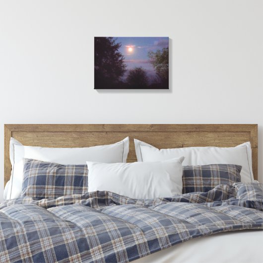 volledige Wolf Moon stijgend Canvas Afdruk (Insitu (Slaapkamer))