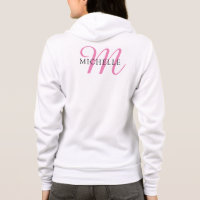 Volledige Zip White Hoodie Monogram naam vrouwen