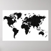 Volledige Zwarte Kleur Wall Art Wereldkaart Poster (Voorkant)