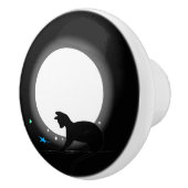 Volledige zwarte maan kat en sterren keramische knop (Rechts)