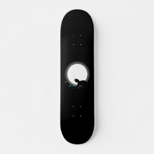 Volledige zwarte maan kat en sterren persoonlijk skateboard