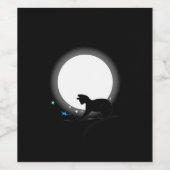 Volledige zwarte maan kat en sterren wijn etiket (Enkel label)