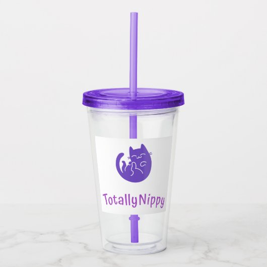 VolledigNippy Tumbler Paars Cat Acryl Drinkbeker (Voorkant)