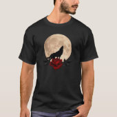 Vollemaan Bloedende Roos Met Wolf T-shirt (Voorkant)