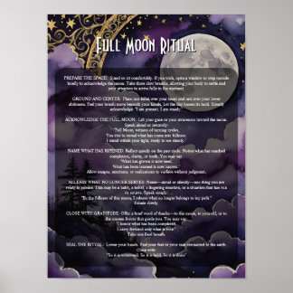 Vollemaans Paganistisch Ritueel & Gebedenboek van Poster