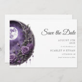 Vollemaans Tuindeur Paarse Roos Boho Handfasting Save The Date (Voorkant / Achterkant)