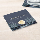 Vollemaansbos en meer bruiloft servetten kartonnen onderzetters (Schuin)