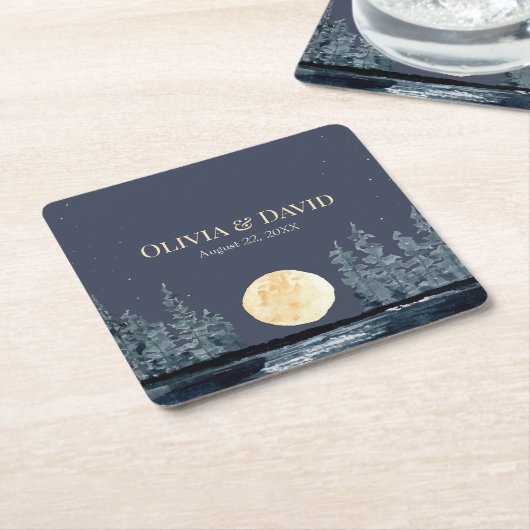 Vollemaansbos en meer bruiloft servetten kartonnen onderzetters (Schuin)