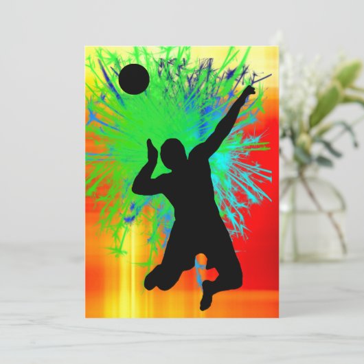 Volley Ball Service Fireworks Kaart (Staand voorkant)