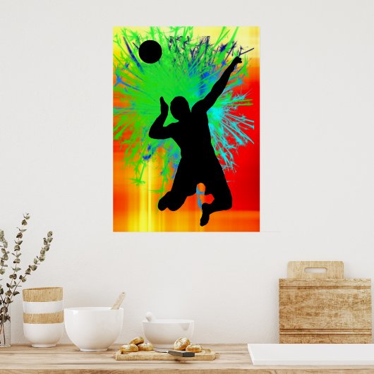 Volley Ball Service Fireworks Poster (Keuken)