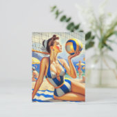  Volley Meisje Illustratie Briefkaart (Staand voorkant)