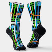 Volley or Rally Pickleball Plaid - Black and Blue Sokken (Gebogen)