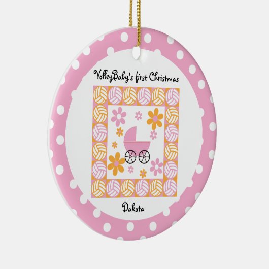 VolleyBaby Eerste Kerstroze versiering Keramisch Ornament (Rechts)