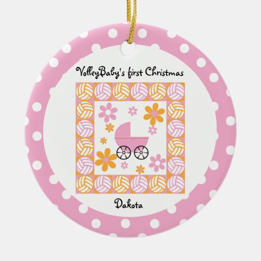 VolleyBaby Eerste Kerstroze versiering Keramisch Ornament (Voorkant)