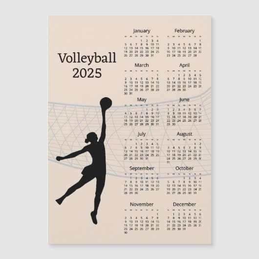 Volleybal 2025 Kalender Magnetische Kaart (Voorkant)